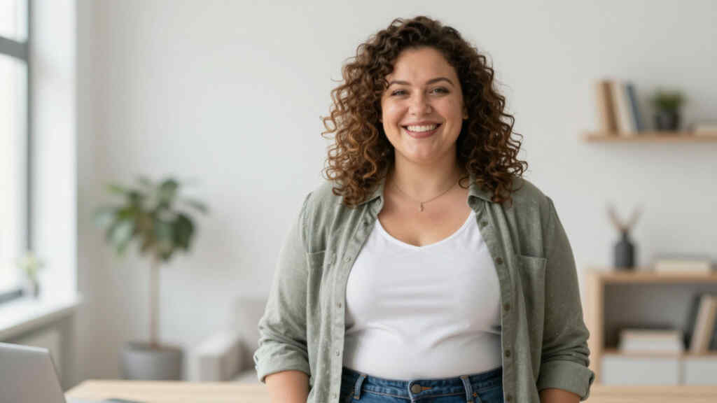 Selbstbewusste mollige Frau beim Dating