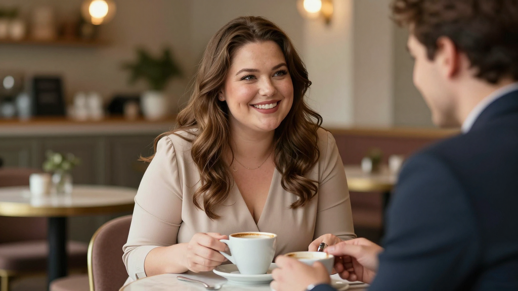 Mollige Frau beim ersten Date