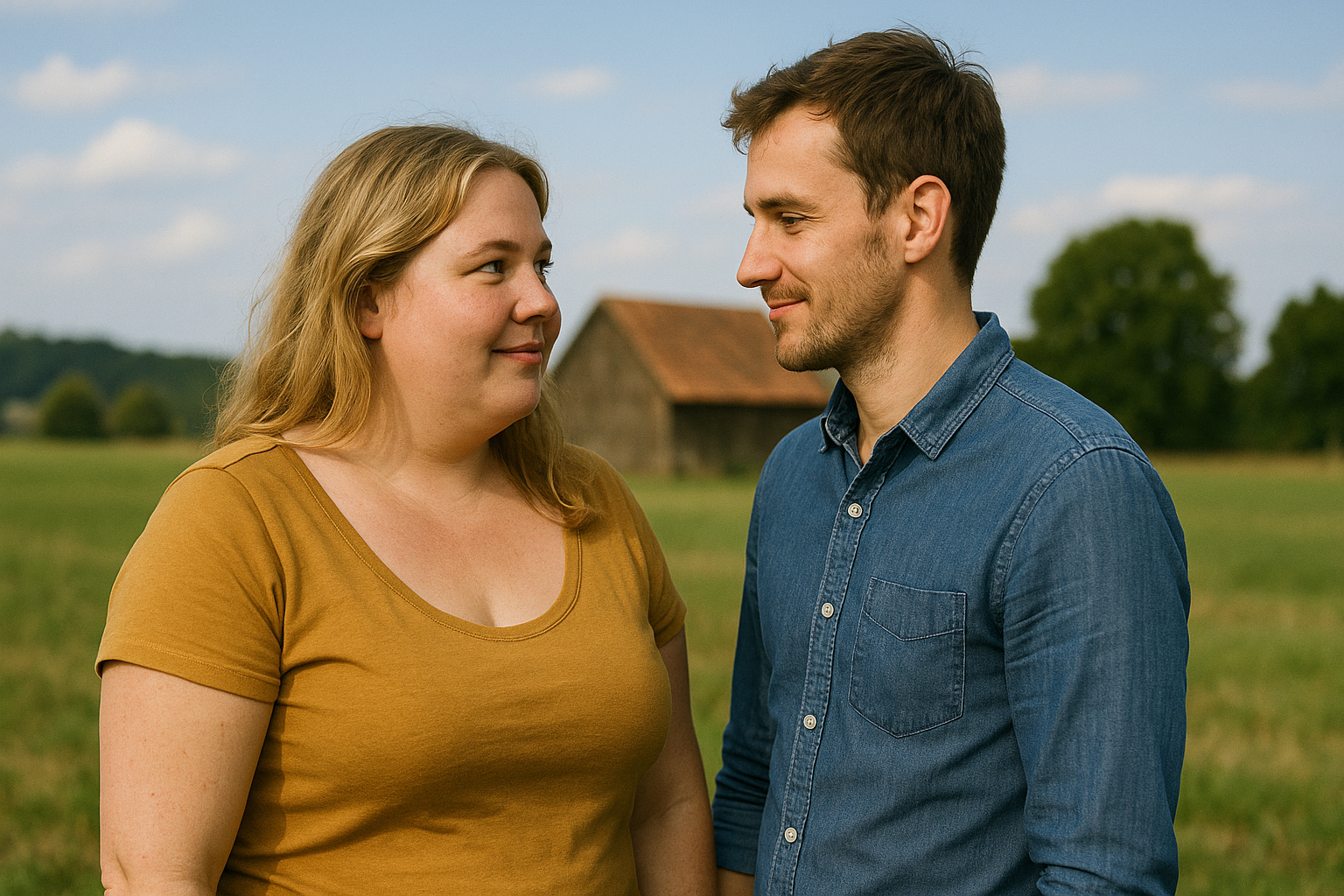 Mann lernt kurvige Single-Frau bei Tageslicht kennen